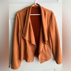 Rust / burnt orange flowy open front jacket large